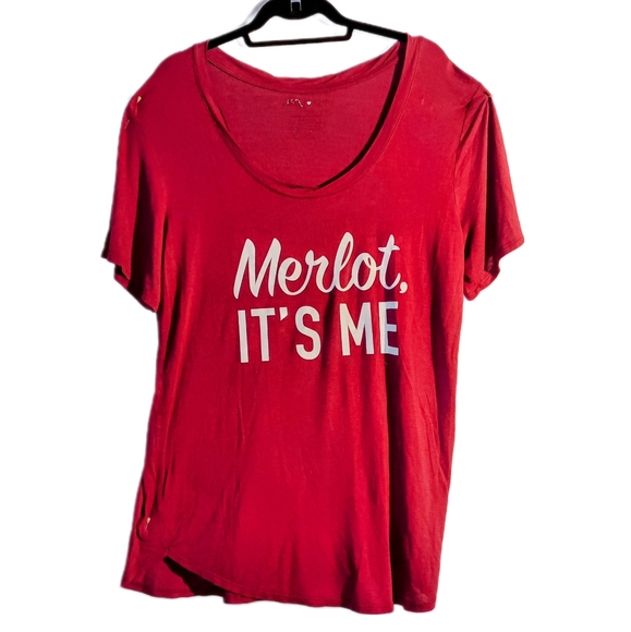 Merlot It's Me' Graphic Tee Short Sleeve Casual Top‎ Red Women's Size XL SKUW450 - Picture 1 of 4